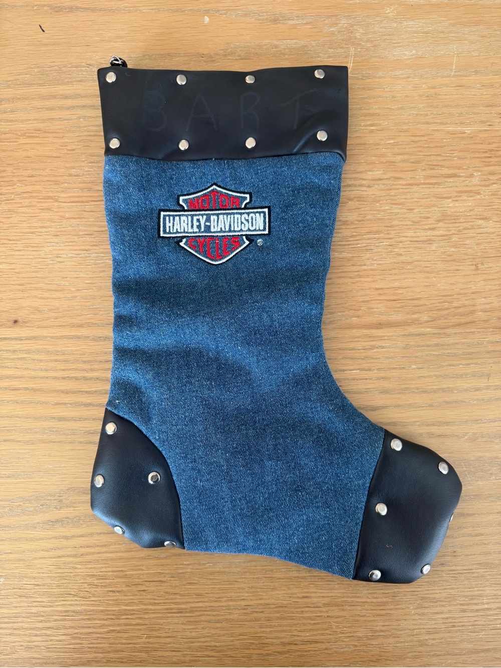 Vintage 2001  14.5 inch Harley-Davidson
Christmas Stocking , Faux Leather
Rivets